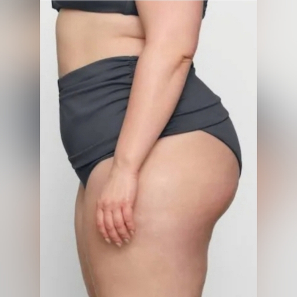 ❤NWT SKIMS 2 Piece Swim Bandeau Top Sculpting Foldover Bikini Bottom GUNMETAL 3X - Picture 4 of 13